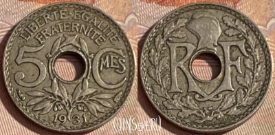 Франция 5 сантимов 1931 года, KM# 875, 399p-135 ♛