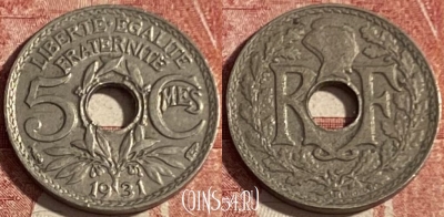 Франция 5 сантимов 1931 года, KM# 875, 416p-026 ♛