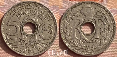 Франция 5 сантимов 1931 года, KM# 875, 420o-122