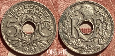 Франция 5 сантимов 1931 года, KM# 875, 461q-078 ♛