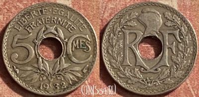 Франция 5 сантимов 1932 года, KM# 875, 148p-002