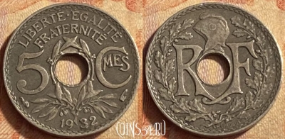 Франция 5 сантимов 1932 года, KM# 875, 451o-066