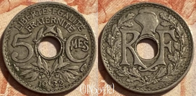 Франция 5 сантимов 1932 года, KM# 875, 494р-080 ♛