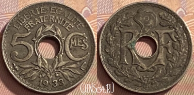 Франция 5 сантимов 1933 года, KM# 875, 217p-103