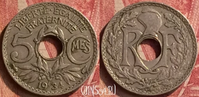 Франция 5 сантимов 1934 года, KM# 875, 226m-078
