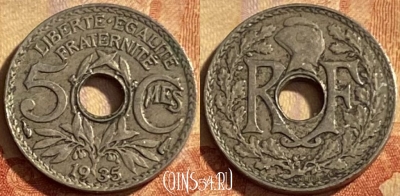 Франция 5 сантимов 1935 года, KM# 875, 207p-014