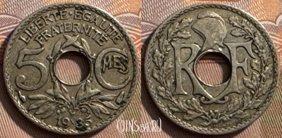 Франция 5 сантимов 1935 года, KM# 875, 271s-141 ♛