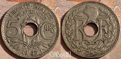 Франция 5 сантимов 1935 года, KM# 875, 399p-103 ♛