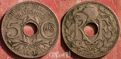 Франция 5 сантимов 1935 года, KM# 875, 401-024