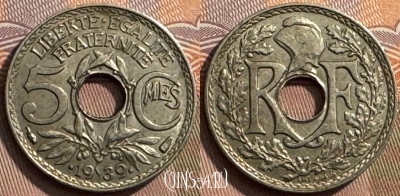 Франция 5 сантимов 1939 года, KM# 875a, 261s-007 ♛