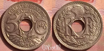 Франция 5 сантимов 1939 года, KM# 875a, 394o-033