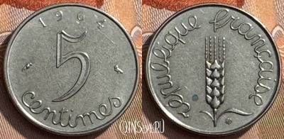 Франция 5 сантимов 1964 года, KM# 927, 269s-075 ♛