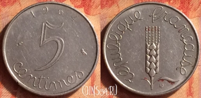 Франция 5 сантимов 1964 года, KM# 927, 437o-069