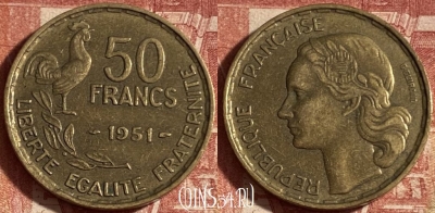 Франция 50 франков 1951 года, KM# 918, 245p-052