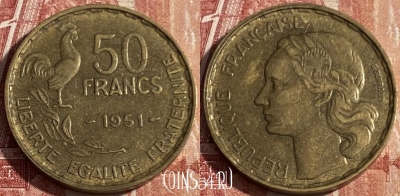 Франция 50 франков 1951 года, KM# 918, 421p-036 ♛