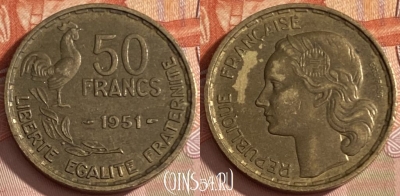 Франция 50 франков 1951 года, KM# 918, 471r-144