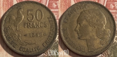 Франция 50 франков 1952 года, KM# 918, 085s-142