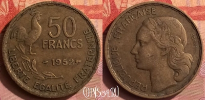 Франция 50 франков 1952 года, KM# 918, 395o-122