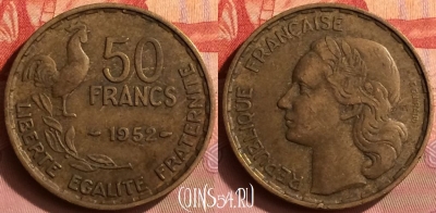 Франция 50 франков 1952 года, KM# 918, 395o-124