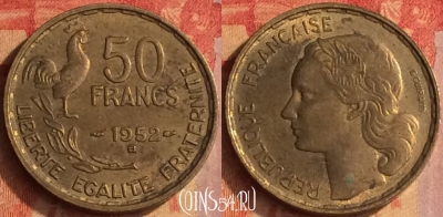 Франция 50 франков 1952 года B, KM# 918, 183o-047