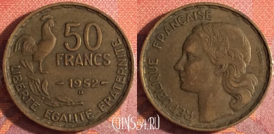 Франция 50 франков 1952 года B, KM# 918, 342-003