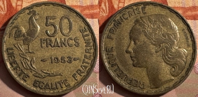 Франция 50 франков 1953 года, KM# 918, 380s-124