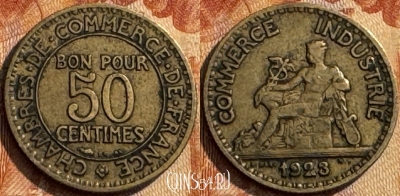 Франция 50 сантимов 1923 года, KM# 884, 289s-022