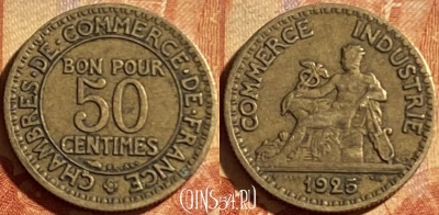 Франция 50 сантимов 1925 года, KM# 884, 194p-003