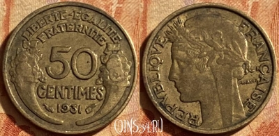 Франция 50 сантимов 1931 года, KM# 894, 197p-024