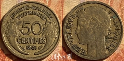 Франция 50 сантимов 1931 года, KM# 894, 197p-025