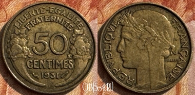 Франция 50 сантимов 1931 года, KM# 894, 279s-063