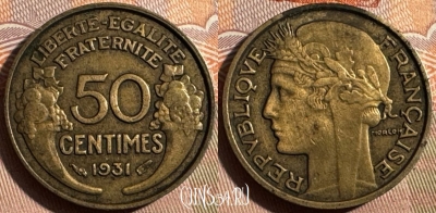 Франция 50 сантимов 1931 года, KM# 894, 353s-047