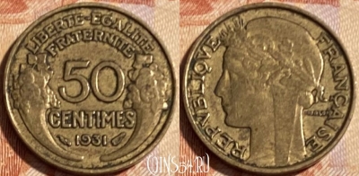 Франция 50 сантимов 1931 года, KM# 894, 500р-096 ♛