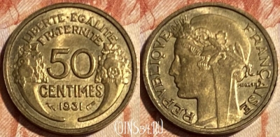 Франция 50 сантимов 1931 года, KM# 894, 500р-140 ♛