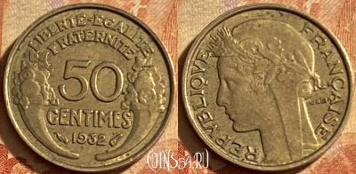 Франция 50 сантимов 1932 года, KM# 894, 197p-088