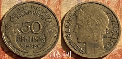 Франция 50 сантимов 1932 года, KM# 894, 198p-008