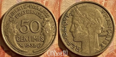 Франция 50 сантимов 1932 года, KM# 894, 198p-017