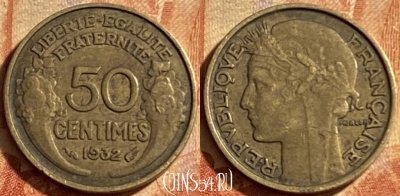 Франция 50 сантимов 1932 года, KM# 894, 198p-034