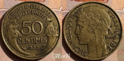 Франция 50 сантимов 1932 года, KM# 894, 336s-062