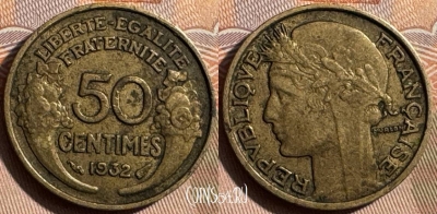Франция 50 сантимов 1932 года, KM# 894, 339s-023