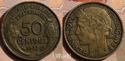 Франция 50 сантимов 1932 года, KM# 894, 339s-061