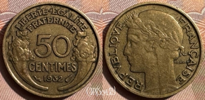 Франция 50 сантимов 1932 года, KM# 894, 341s-054
