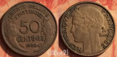 Франция 50 сантимов 1932 года, KM# 894, 437o-023