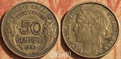 Франция 50 сантимов 1932 года, KM# 894, 447o-047