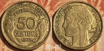 Франция 50 сантимов 1932 года, KM# 894, 463q-141
