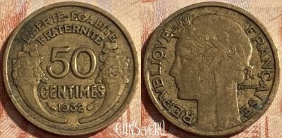 Франция 50 сантимов 1932 года, KM# 894, 498р-127 ♛