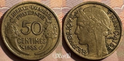 Франция 50 сантимов 1933 года, KM# 894, 334s-060