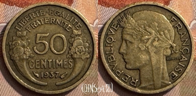 Франция 50 сантимов 1937 года, KM# 894, 269s-021 ♛