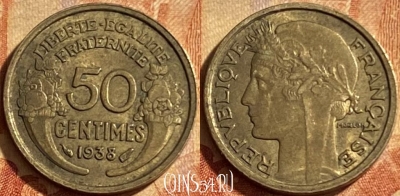 Франция 50 сантимов 1938 года, KM# 894, 201p-094
