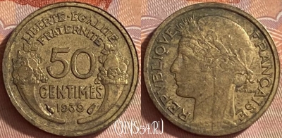 Франция 50 сантимов 1939 года, KM# 894, 421o-018